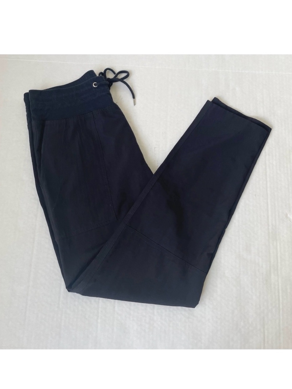 James Perse Black Lightweight Utility Drape Tie Waist Pants Elastic XS 0 Coastal